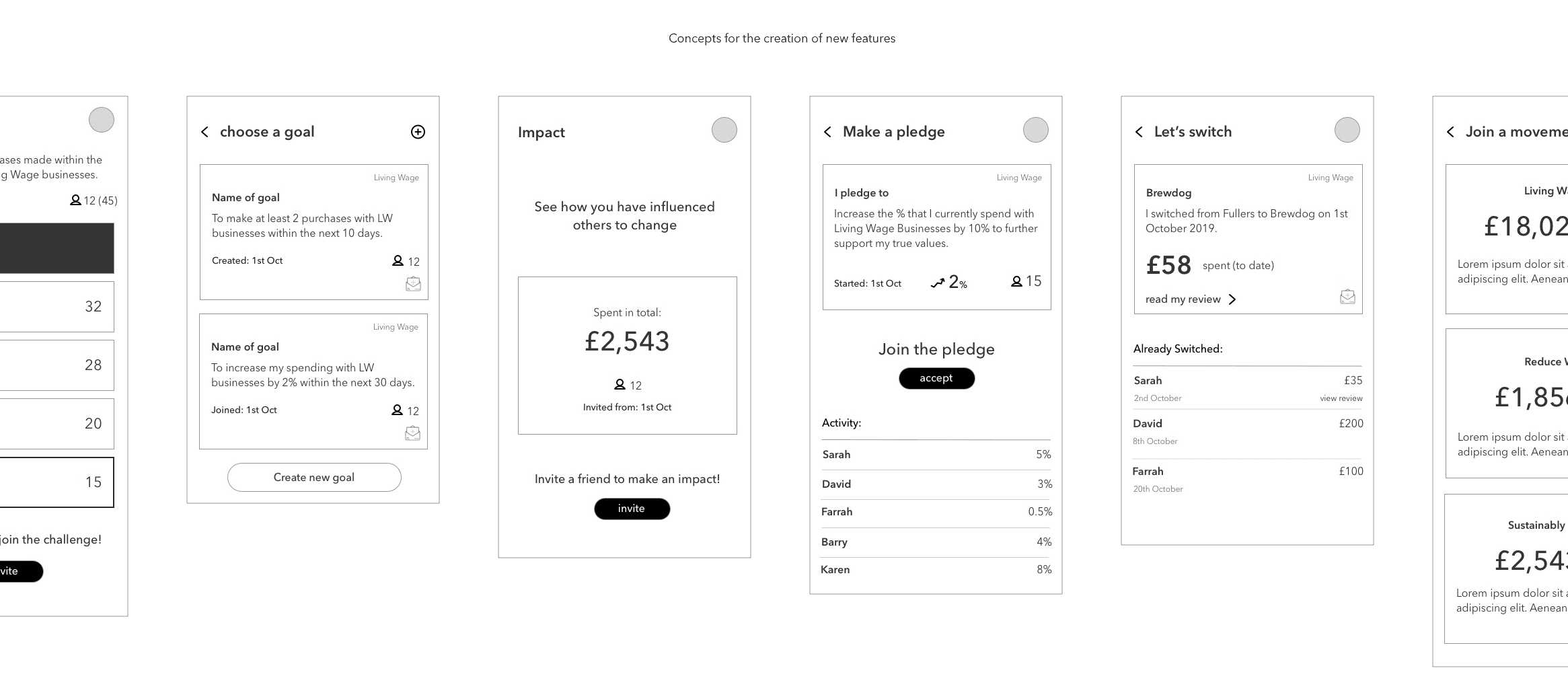 CoGo App Interface - Value Selection